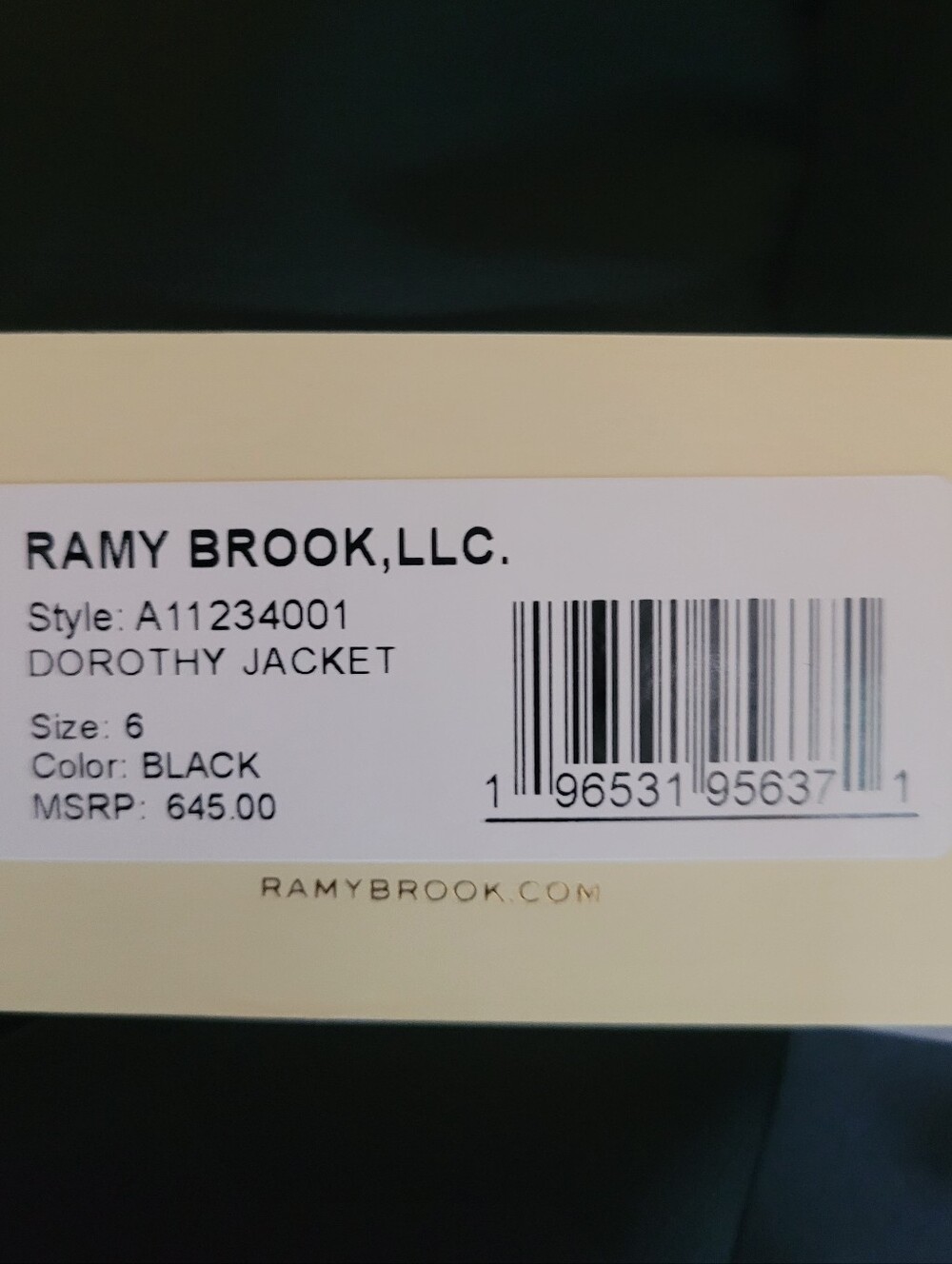 RAMY BROOK Black Single-Button Women's Blazer Jacket. SZ 6.NWT MSRP: $645 - Picture 7 of 7